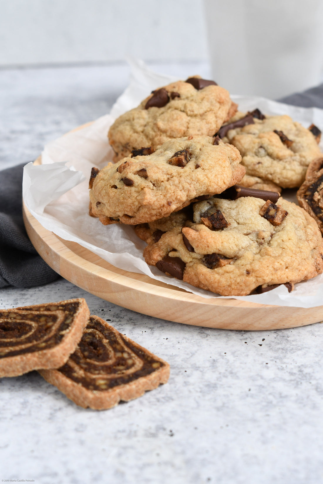 Chocolate Chip Cookies with Chunks of Date Swirls